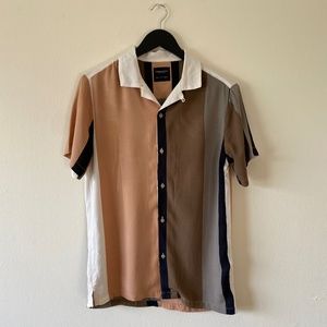 Denim and Flower Striped Shirt